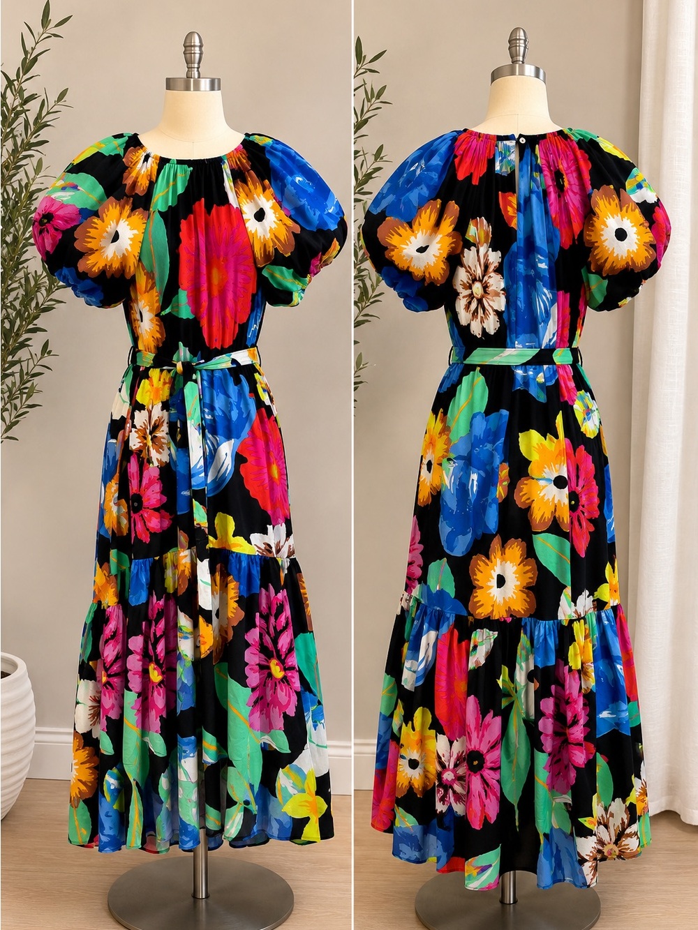 Christopher John Rogers x Target Floral Puff Sleeve Midi Dress NWT Size Medium